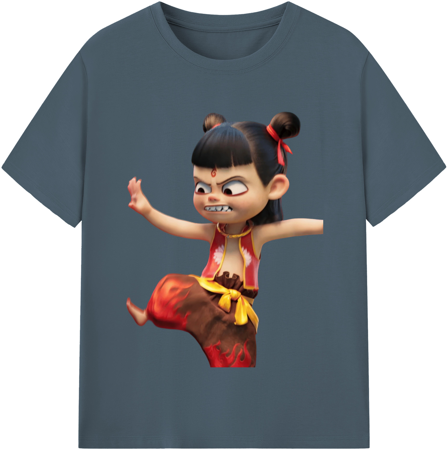 （画像用） Ne Zha 2 ナタ 魔童の大暴れ 綿100％半袖Tシャツ（フロントプリント）